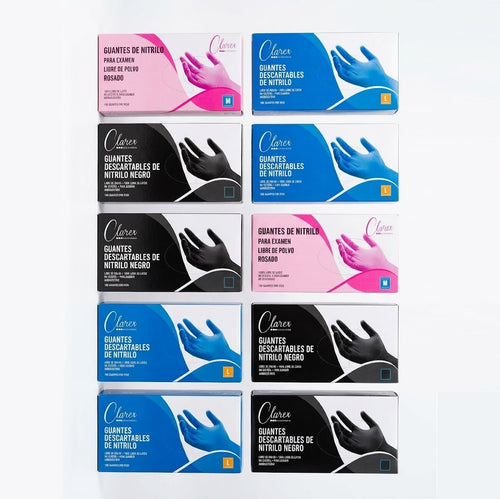 10 Cajas de Guantes  descartables de Nitrilo