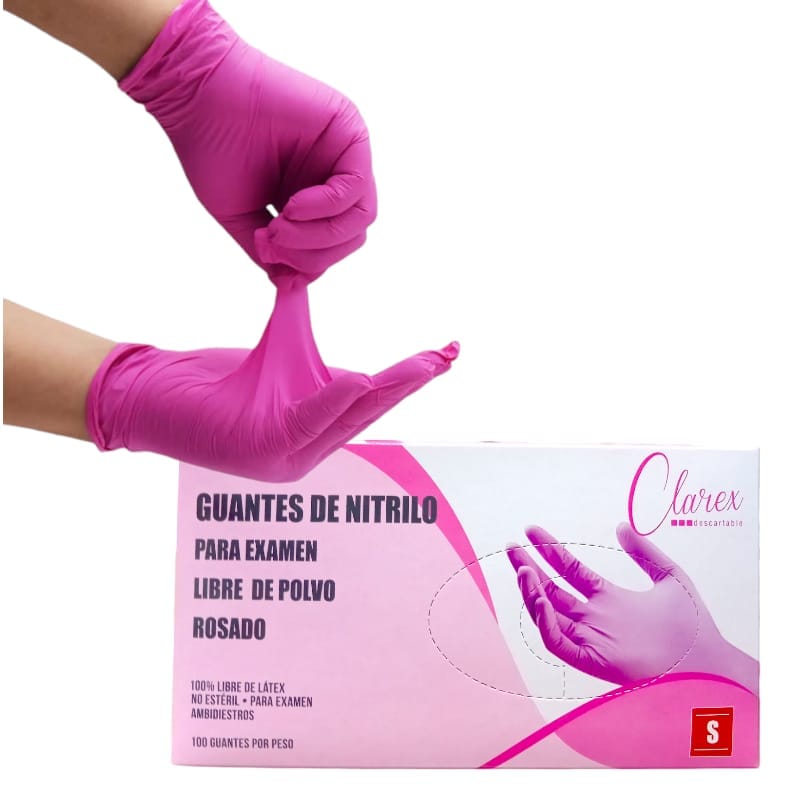 Guantes descartables de Nitrilo Rosados
