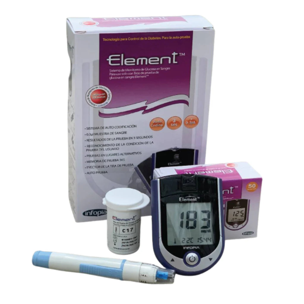 Kit de Monitor de Glucosa (Glucómetro) en sangre Element